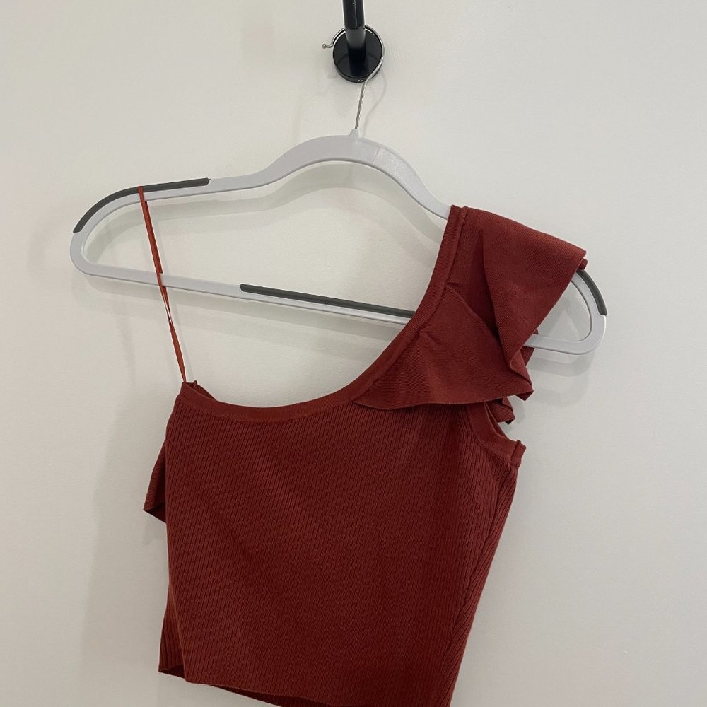 EXPRESS One-Shoulder Ribbed Tank Top S - Picture 5 of 5